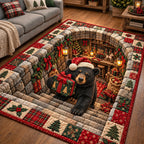 Holiday Cabin Bear area rug in a living room