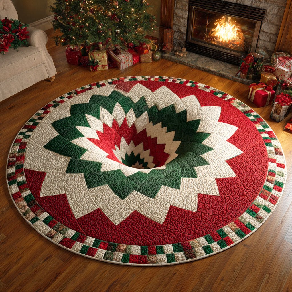 Holiday Charm Christmas Round Mat Rug - washable non-slip printed rug