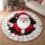 Holiday Cheer Christmas Round Mat Rug - washable non-slip printed rug