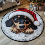 Holiday Dachshund Puppy Christmas Round Mat Rug - washable non-slip printed rug
