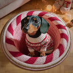 Holiday Dachshund Round Mat Rug - Nature Design | Serene Home Decor