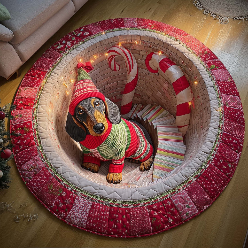 Holiday Dachshund Round Mat Rug - Nature Design | Serene Home Decor