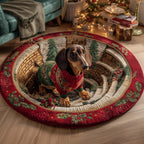 Holiday Dachshund Round Mat Rug - Nature Design | Serene Home Decor