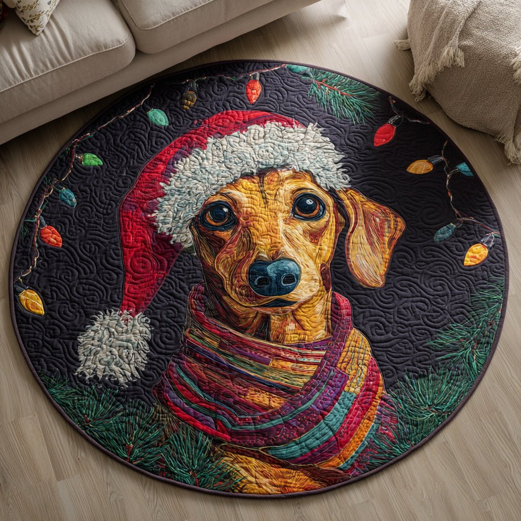 Holiday Dachshund Round Mat Rug - Nature Design | Serene Home Decor