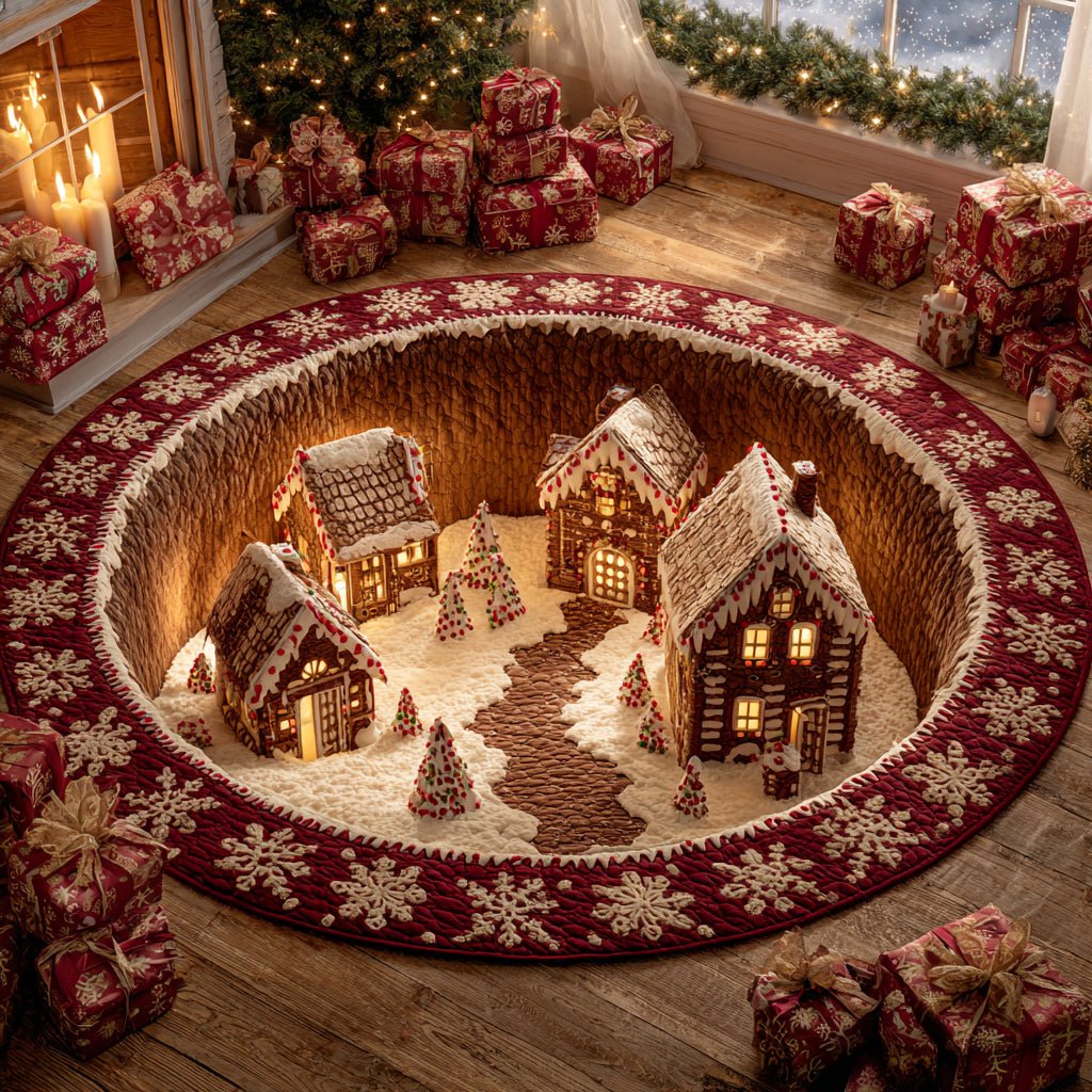 Holiday Dreamwell Christmas Round Mat Rug - washable non-slip printed rug