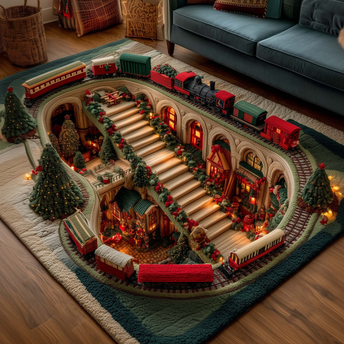 Holiday Express area rug in a living room