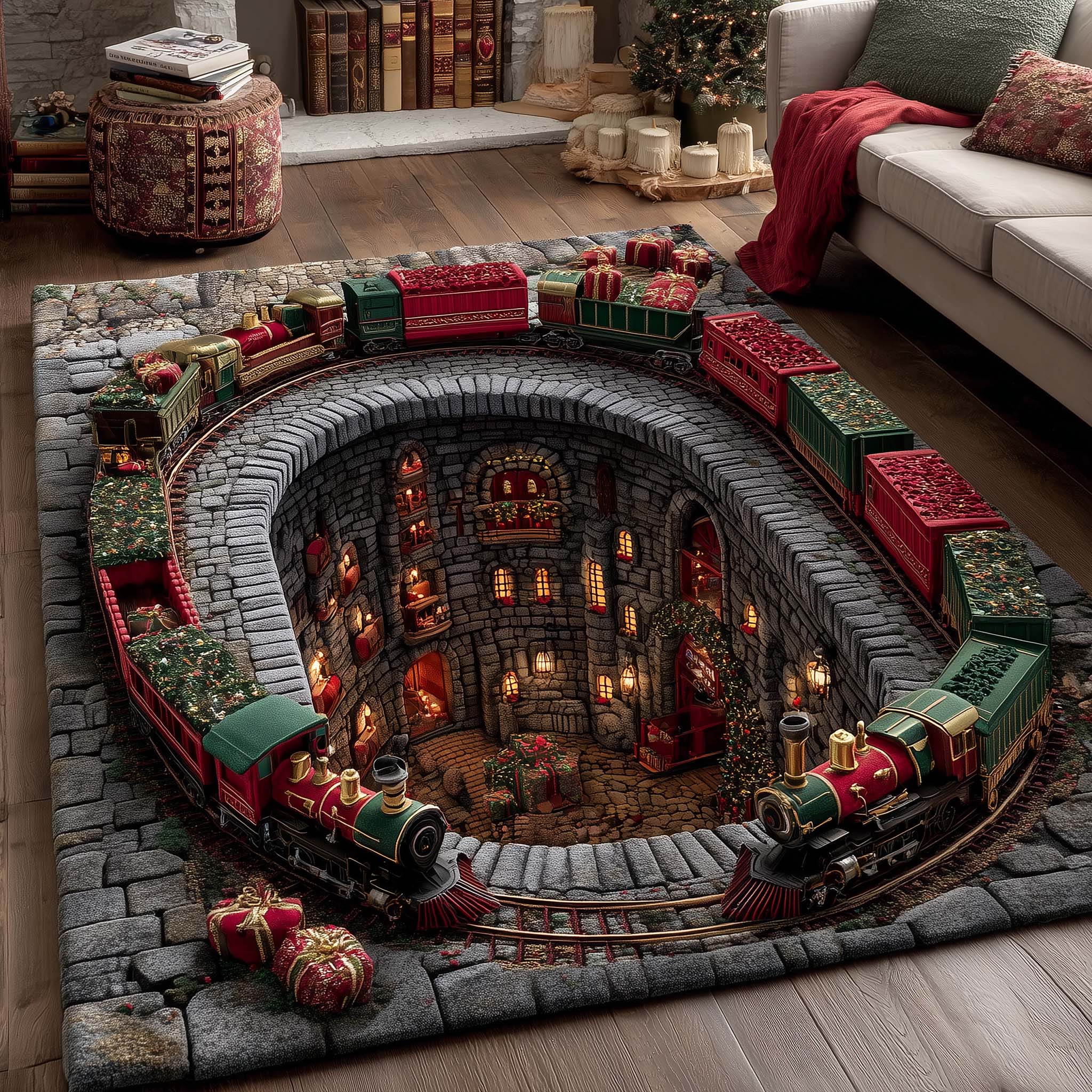 Holiday Express area rug in a living room