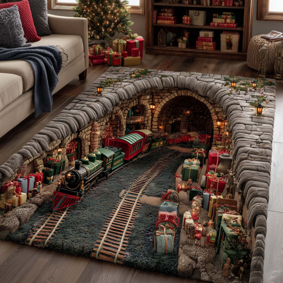 Holiday Express area rug in a living room