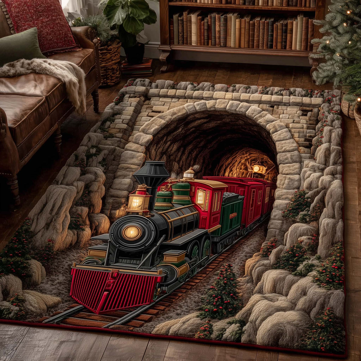 Holiday Express area rug in a living room