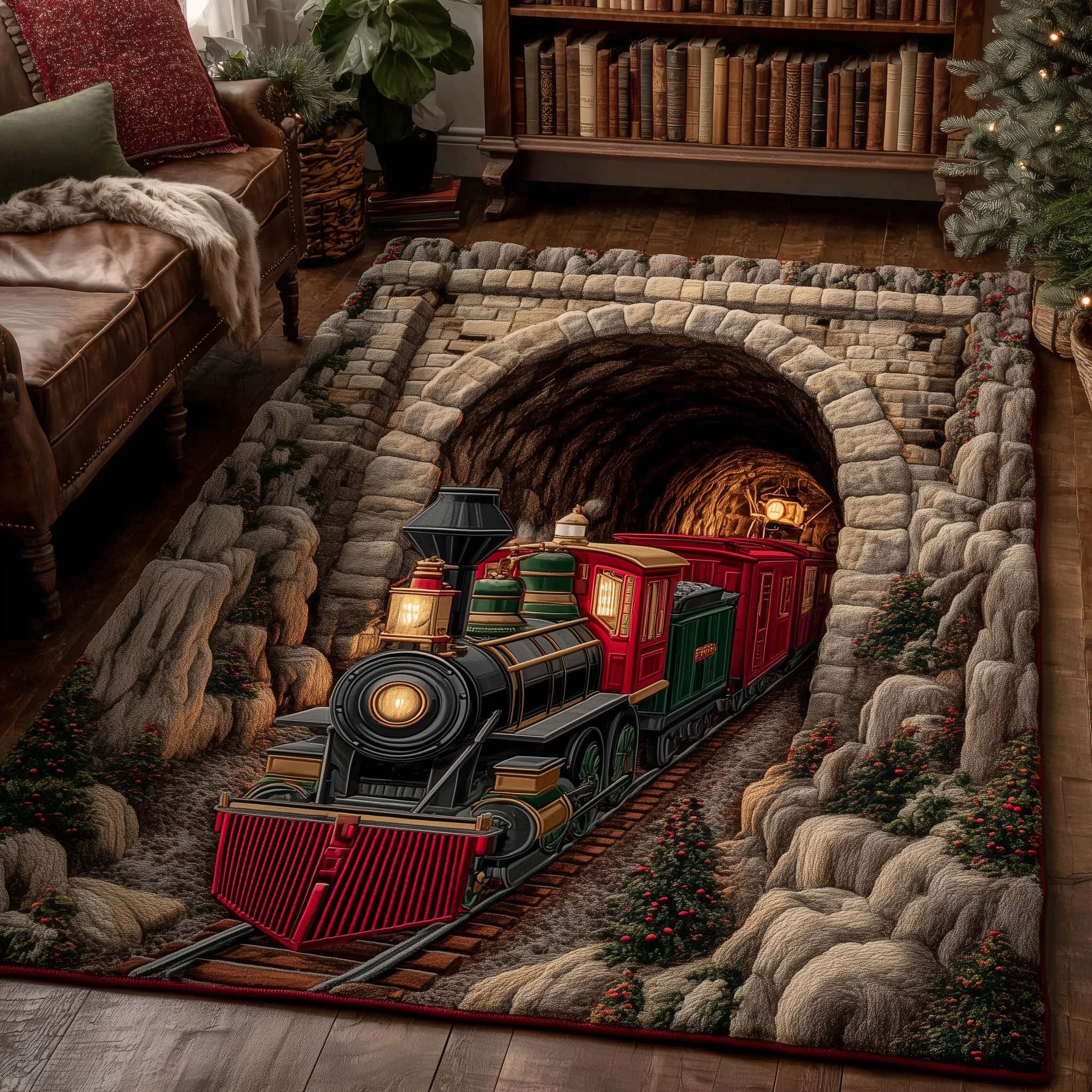 Holiday Express area rug in a living room