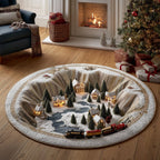 Holiday Express Christmas Round Mat Rug - washable non-slip printed rug