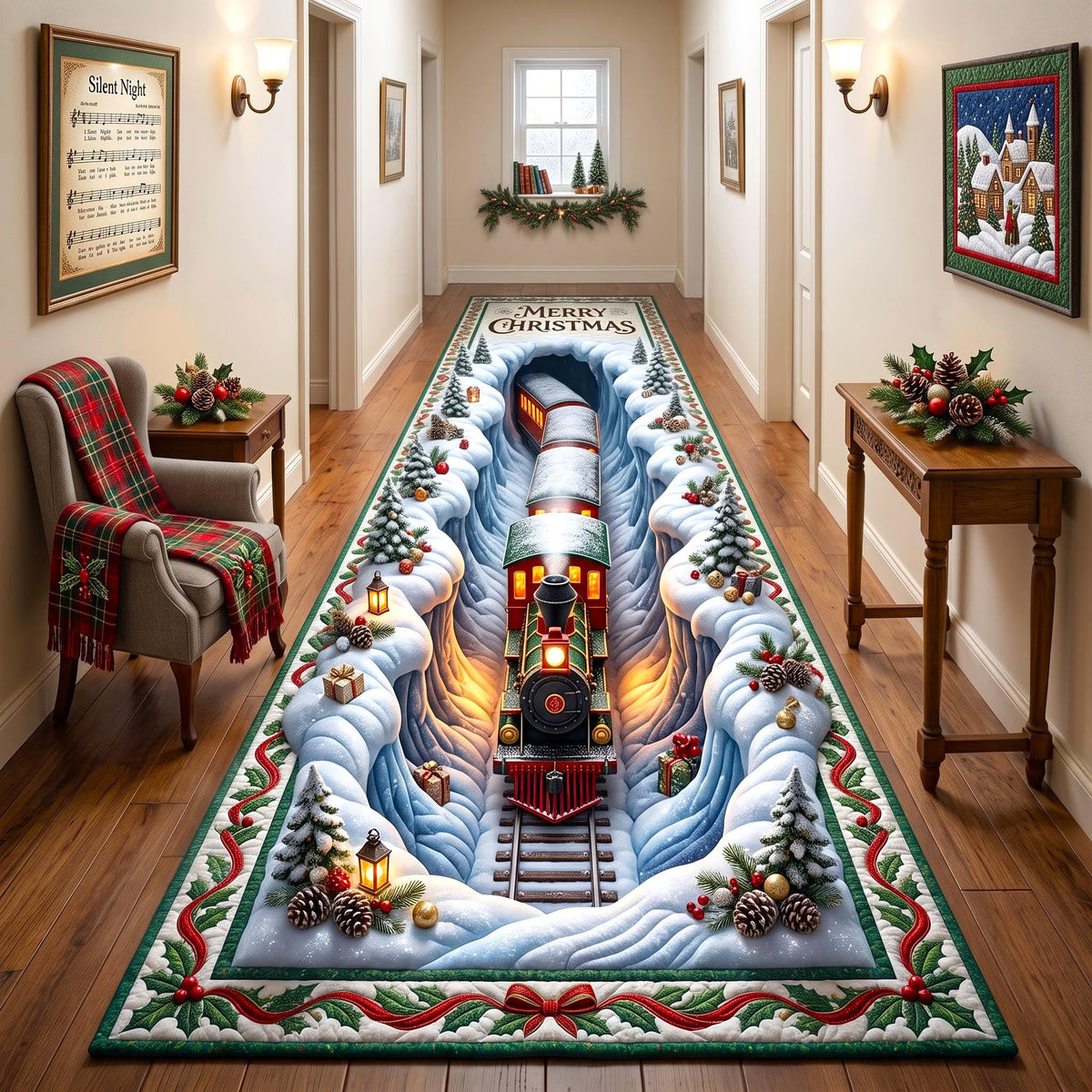 Holiday Express Runner Rug - Nature Design | Nature Entryway Runner - washable non-slip printed rug