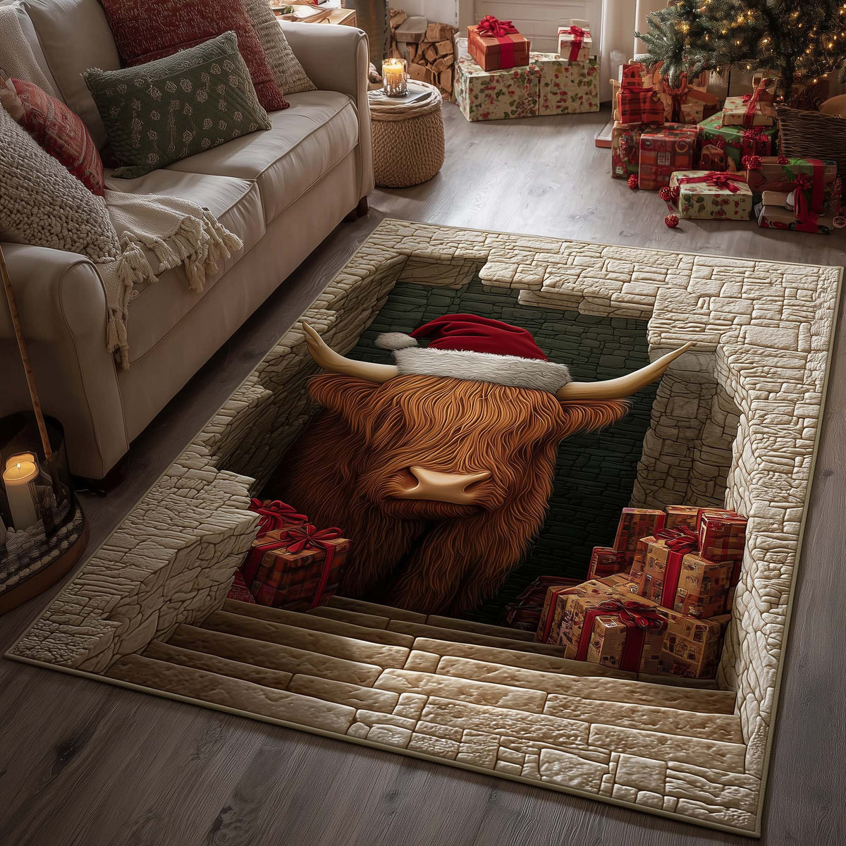 Holiday Farmstead area rug in a living room