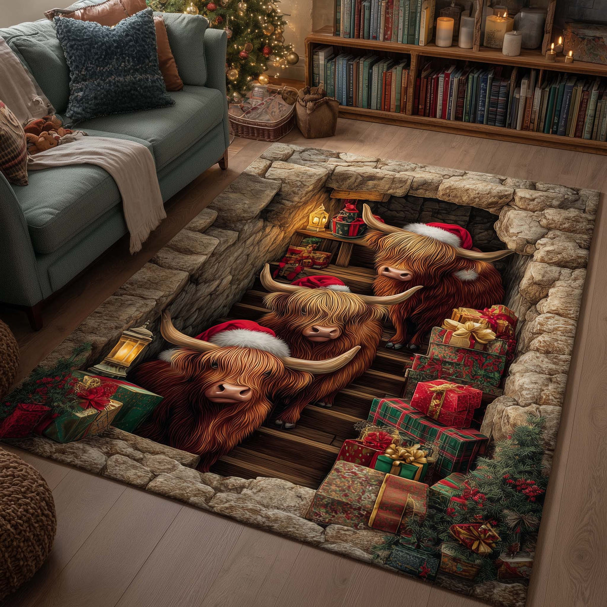 Holiday Farmstead area rug in a living room