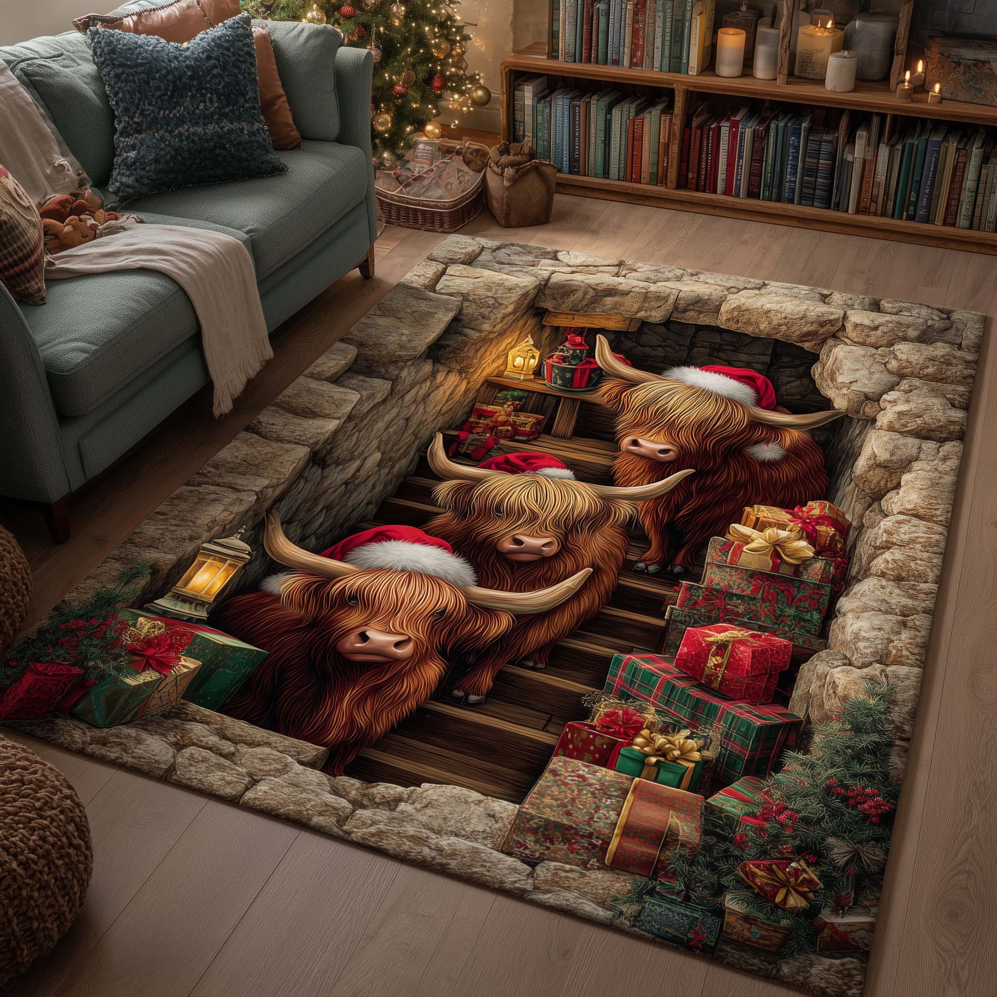 Holiday Farmstead area rug in a living room