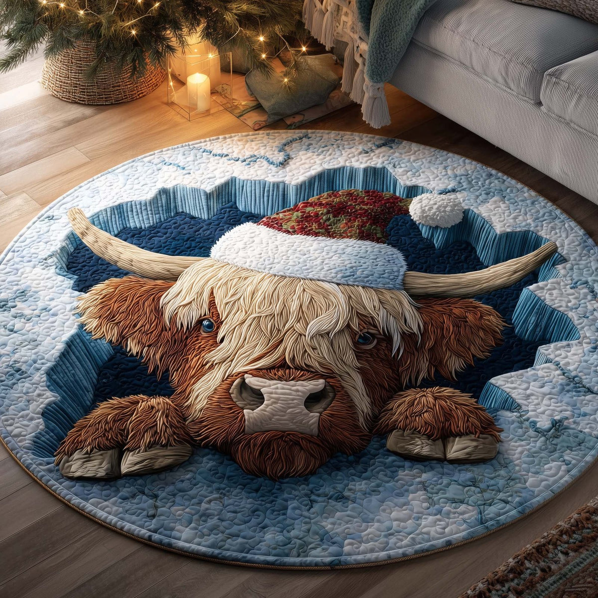 Holiday Farmstead Round Mat Rug - Nature Design | Serene Home Decor