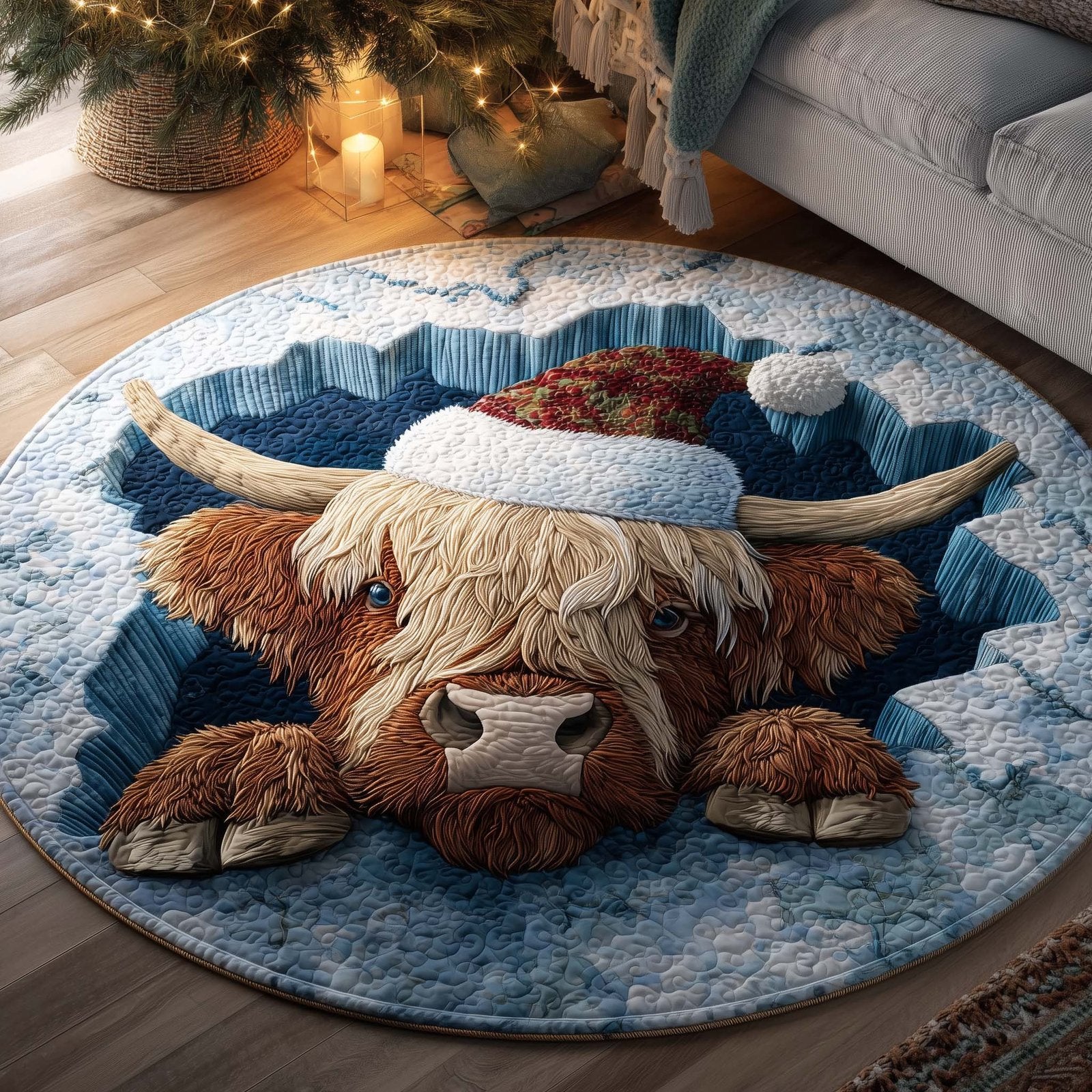 Holiday Farmstead Round Mat Rug - Nature Design | Serene Home Decor