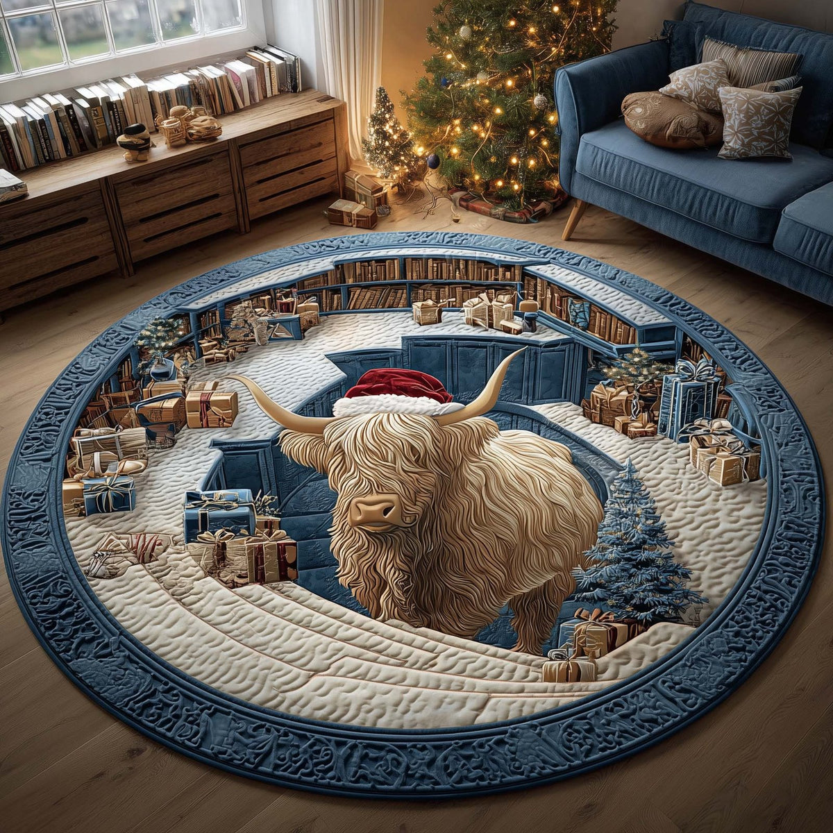 Holiday Farmstead Round Mat Rug - Nature Design | Serene Home Decor