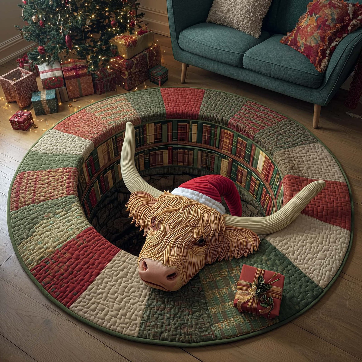 Holiday Farmstead Round Mat Rug - Nature Design | Serene Home Decor
