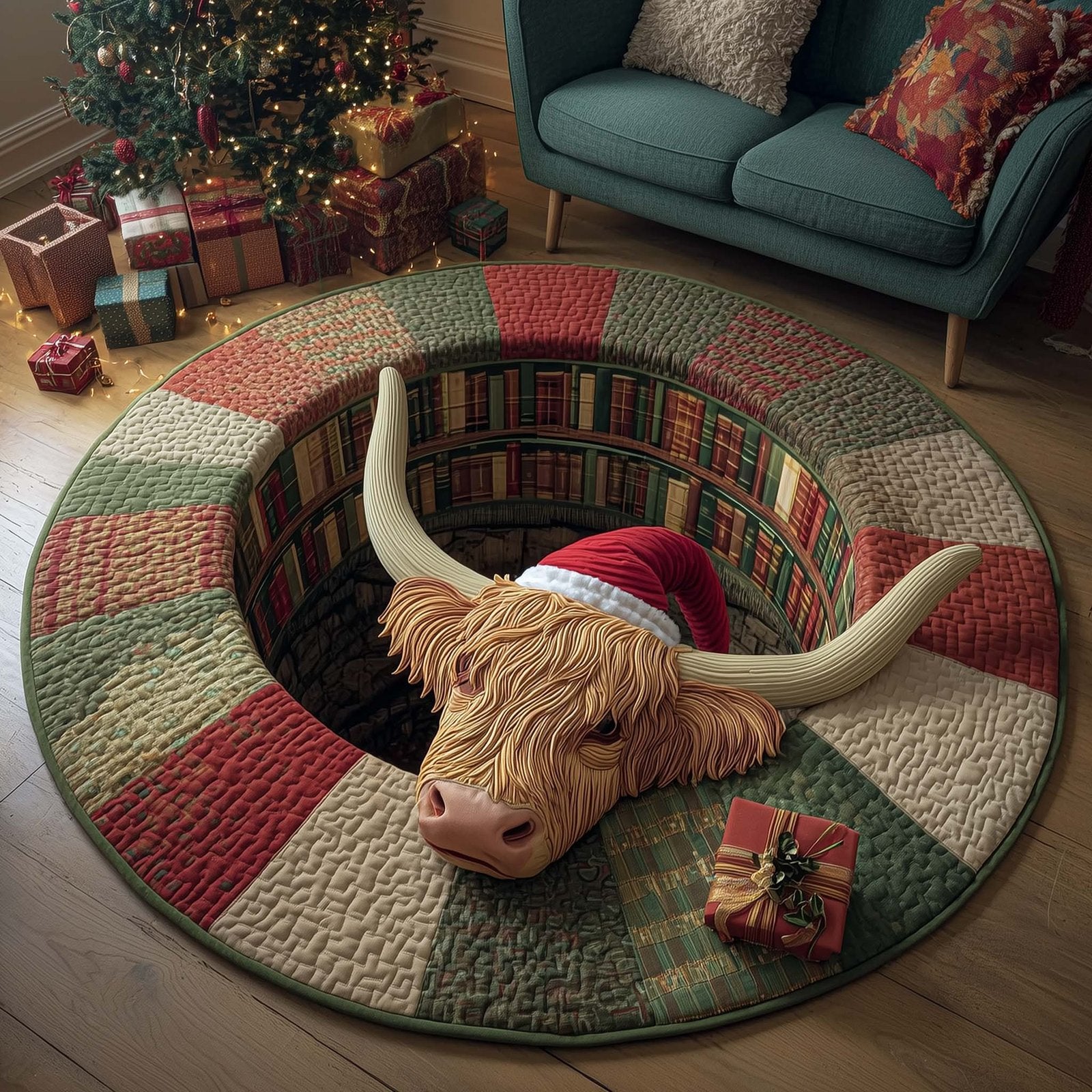 Holiday Farmstead Round Mat Rug - Nature Design | Serene Home Decor