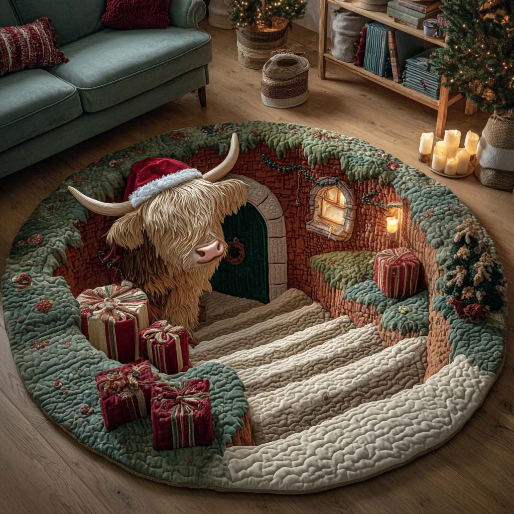 Holiday Farmstead Round Mat Rug - Nature Design | Serene Home Decor