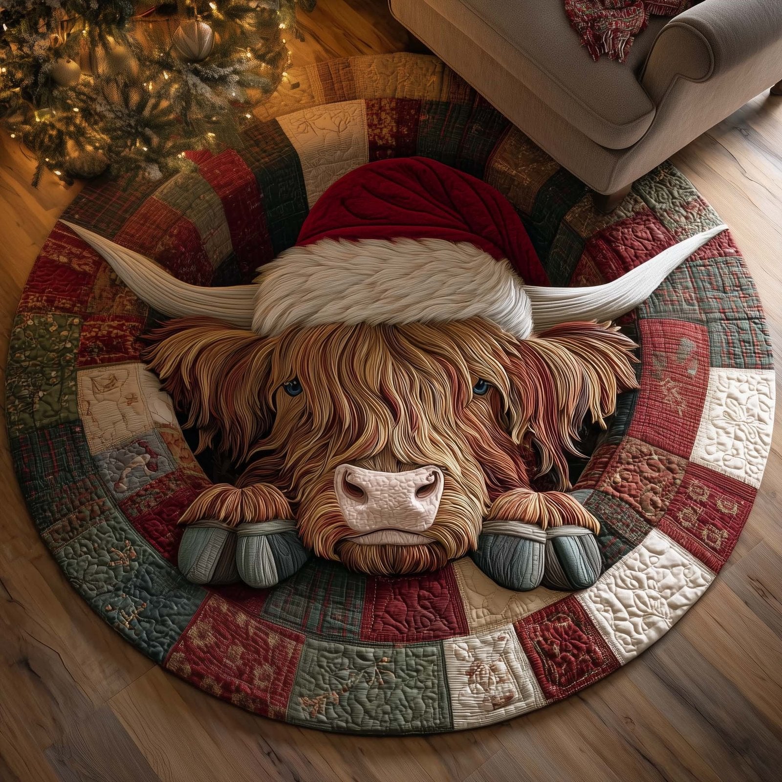 Holiday Farmstead Round Mat Rug - Nature Design | Serene Home Decor