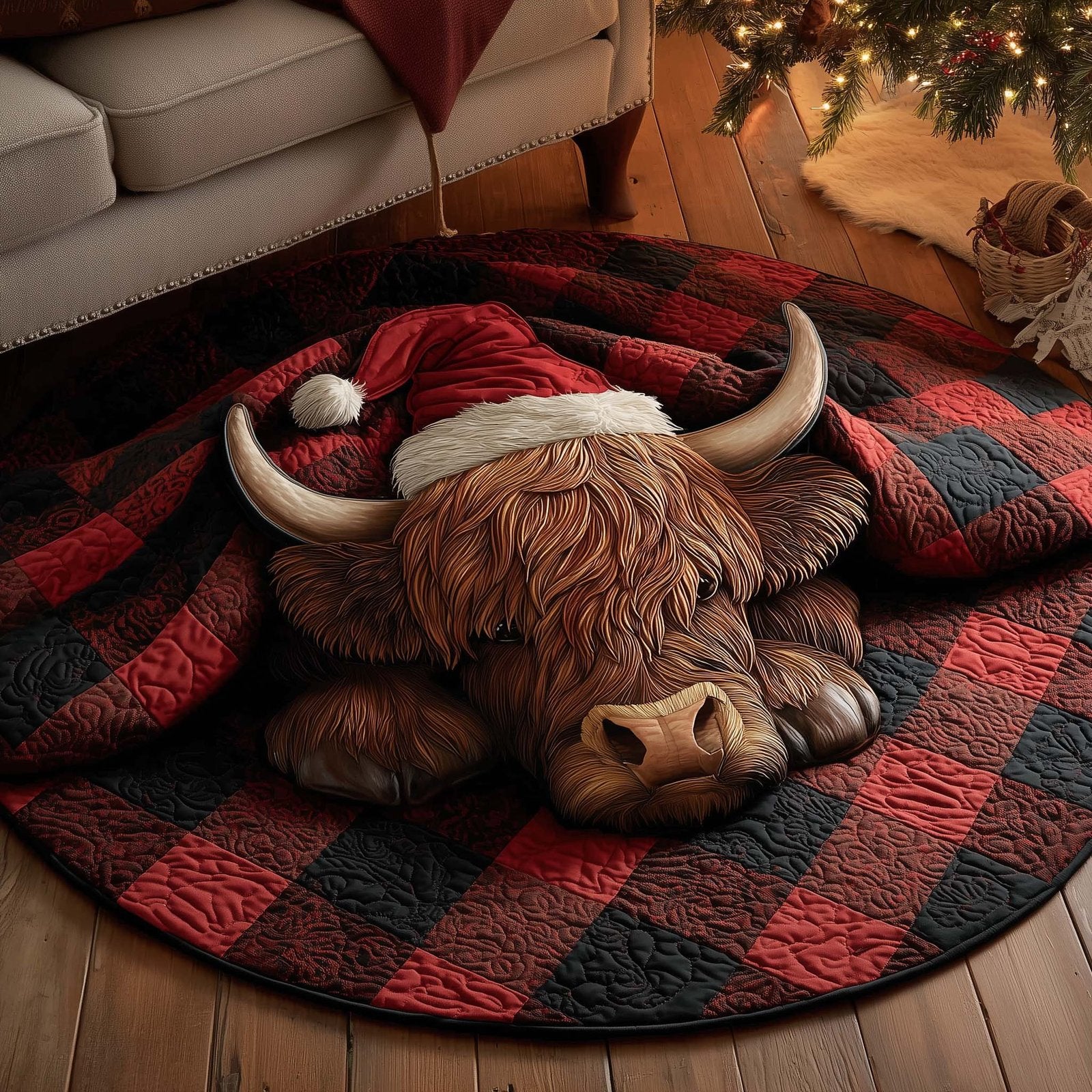 Holiday Farmstead Round Mat Rug - Nature Design | Serene Home Decor