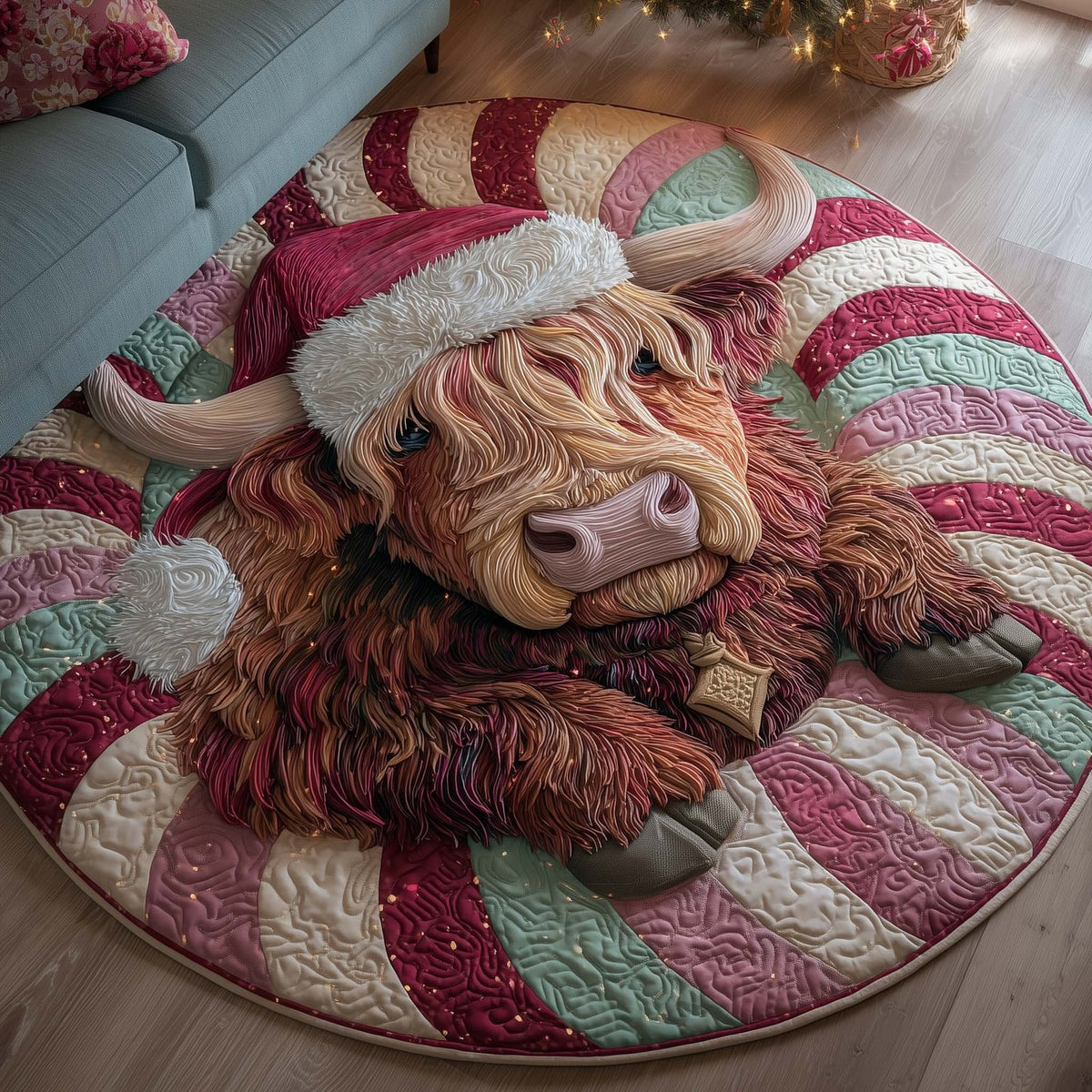 Holiday Farmstead Round Mat Rug - Nature Design | Serene Home Decor