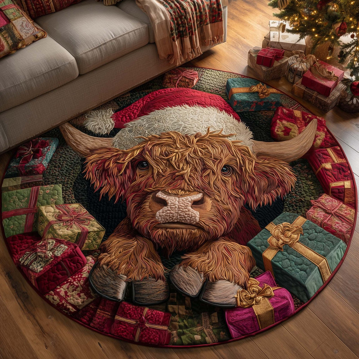 Holiday Farmstead Round Mat Rug - Nature Design | Serene Home Decor