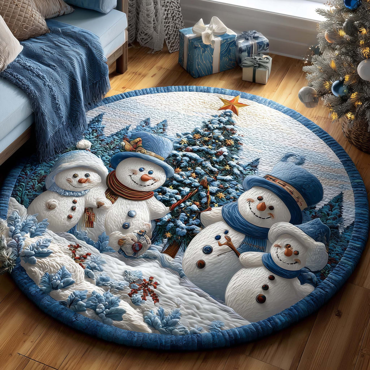 Holiday Glow Round Mat Rug