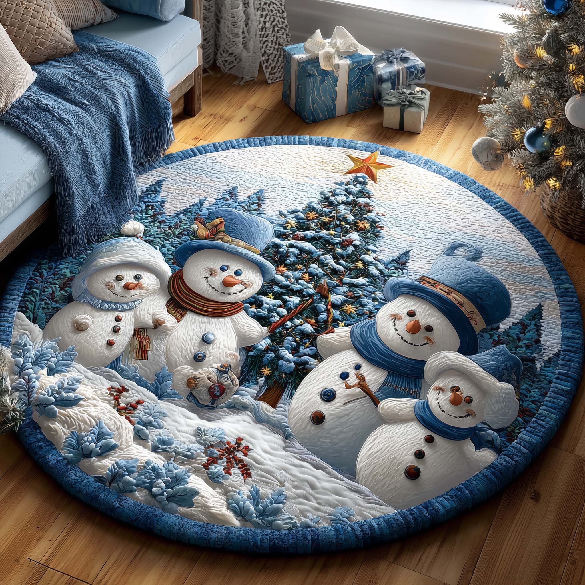 Holiday Glow Round Mat Rug