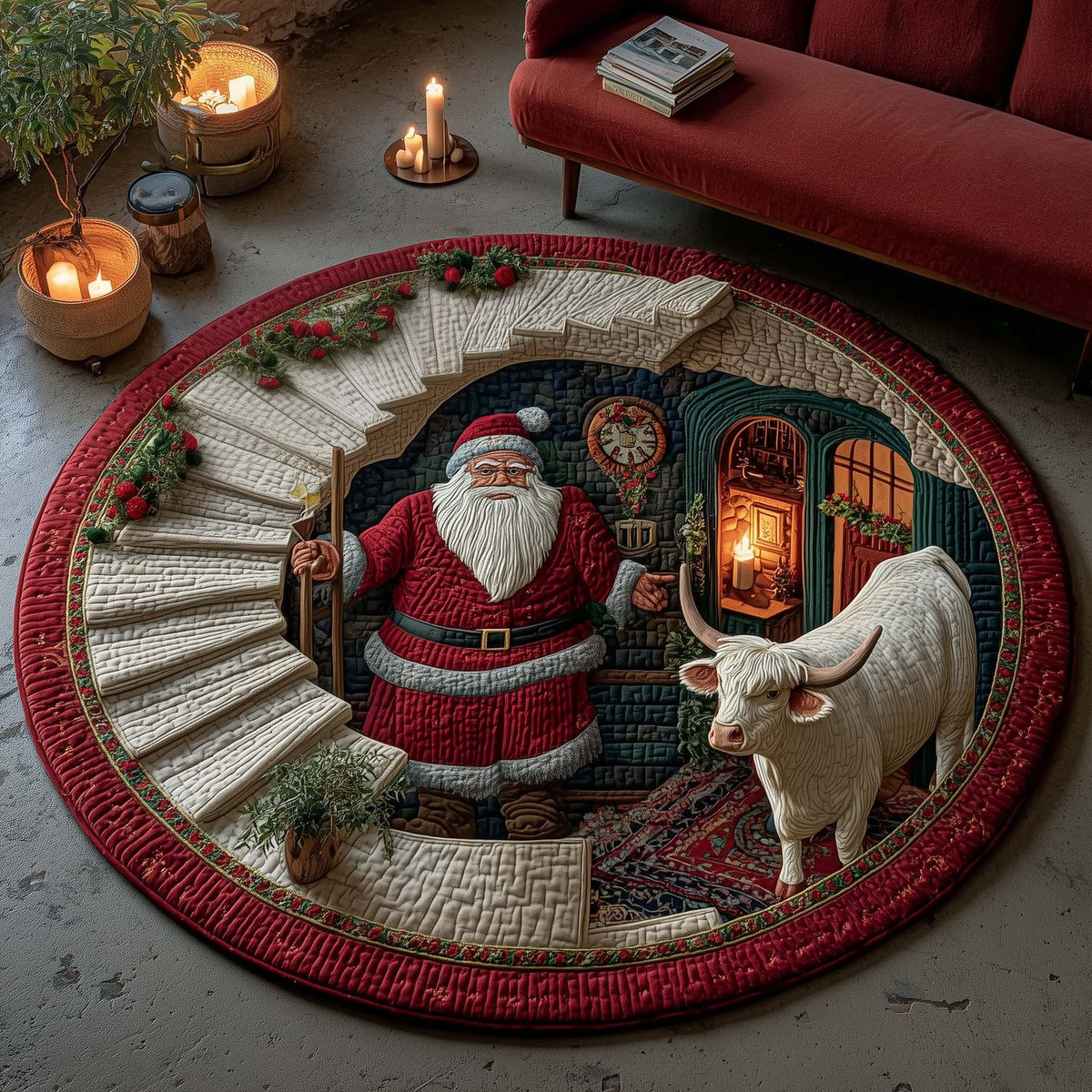 Holiday Glow Round Mat Rug - Nature Design | Serene Home Decor