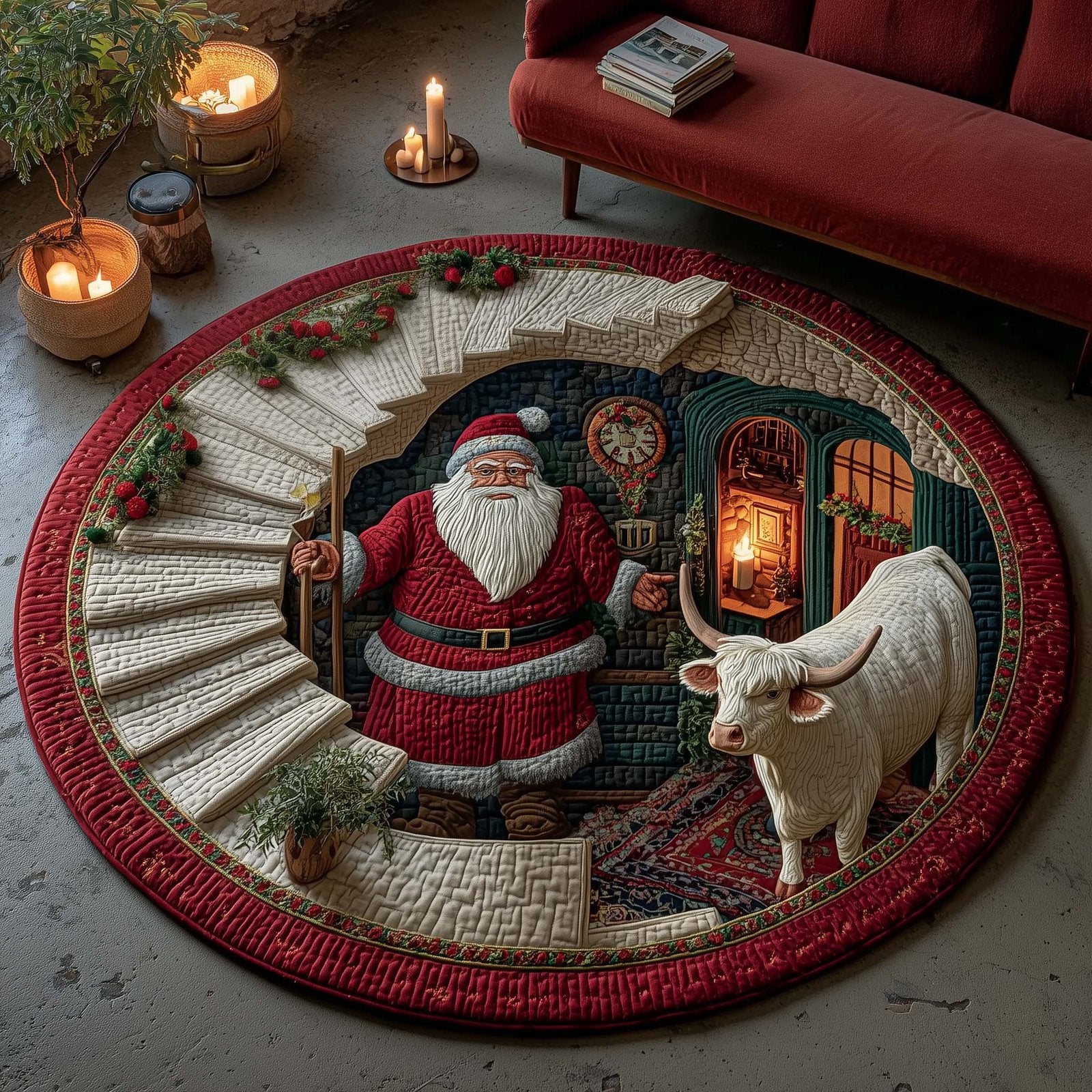 Holiday Glow Round Mat Rug - Nature Design | Serene Home Decor