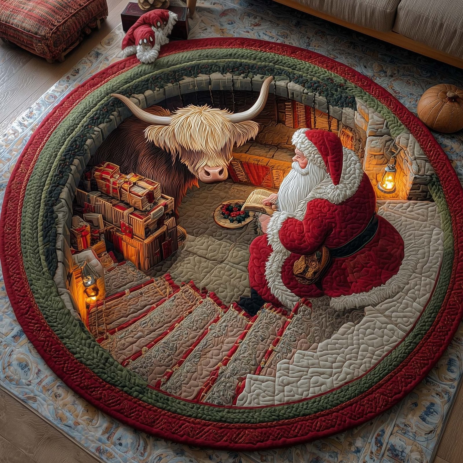 Holiday Glow Round Mat Rug - Nature Design | Serene Home Decor
