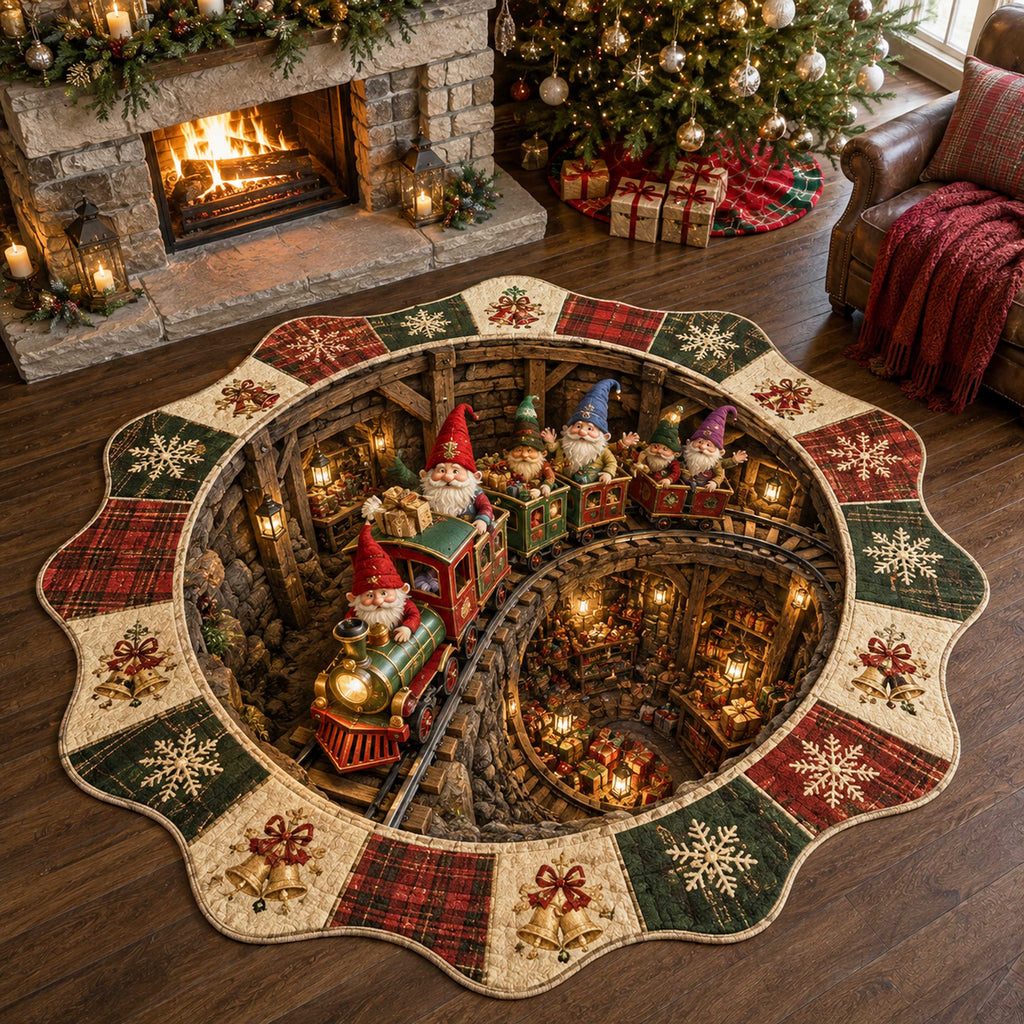 Holiday Gnome Custom Shape Area Rug - Nature Design | Die-Cut Non-Slip Rug - washable non-slip printed rug
