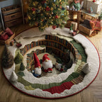 Holiday Gnomehole Christmas Round Mat Rug - washable non-slip printed rug