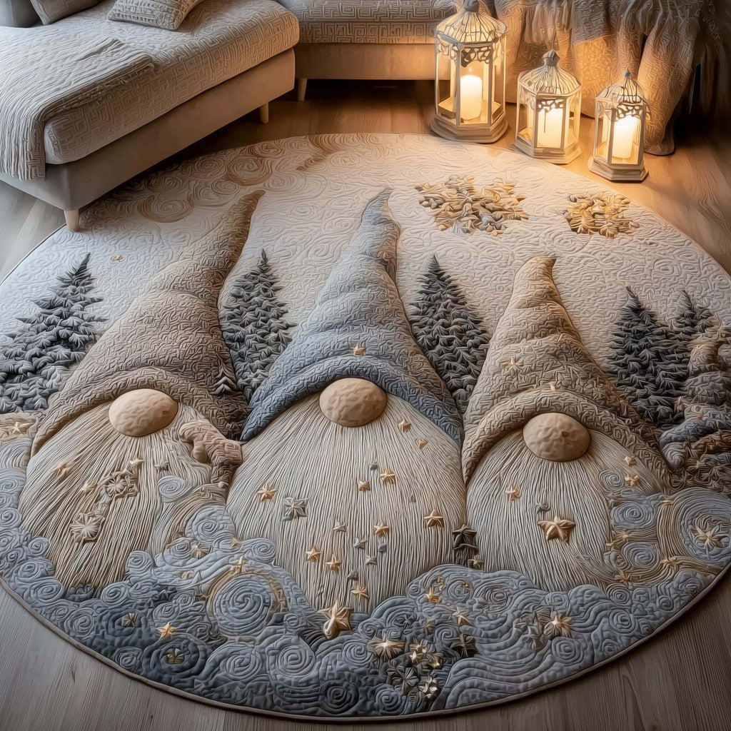 Holiday Gnomes Round Mat Rug - Nature Design | Serene Home Decor