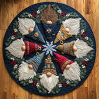 Holiday Gnomes Christmas Round Mat Rug - washable non-slip printed rug