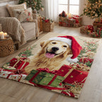 Holiday Golden Retriever area rug in a living room