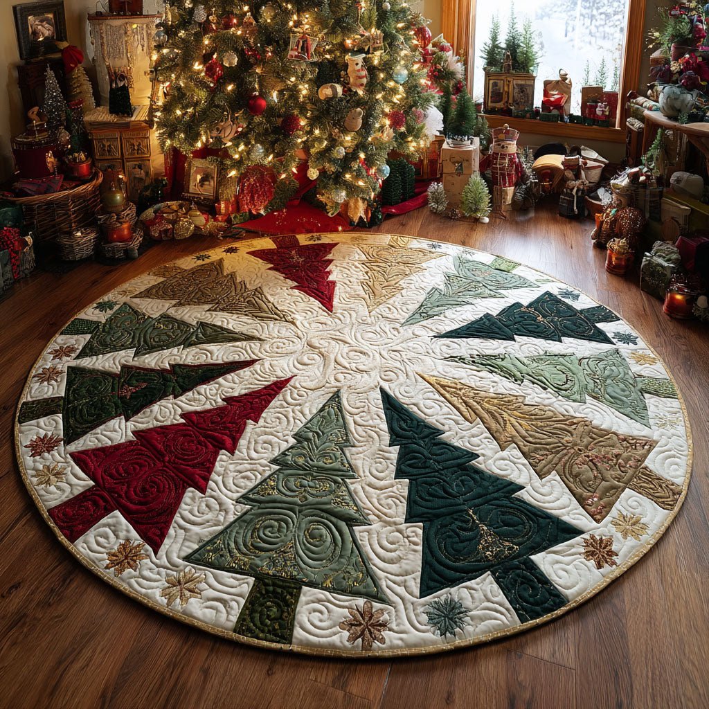 Holiday Grove Christmas Round Mat Rug - washable non-slip printed rug