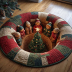 Holiday Harmony Christmas Round Mat Rug - washable non-slip printed rug