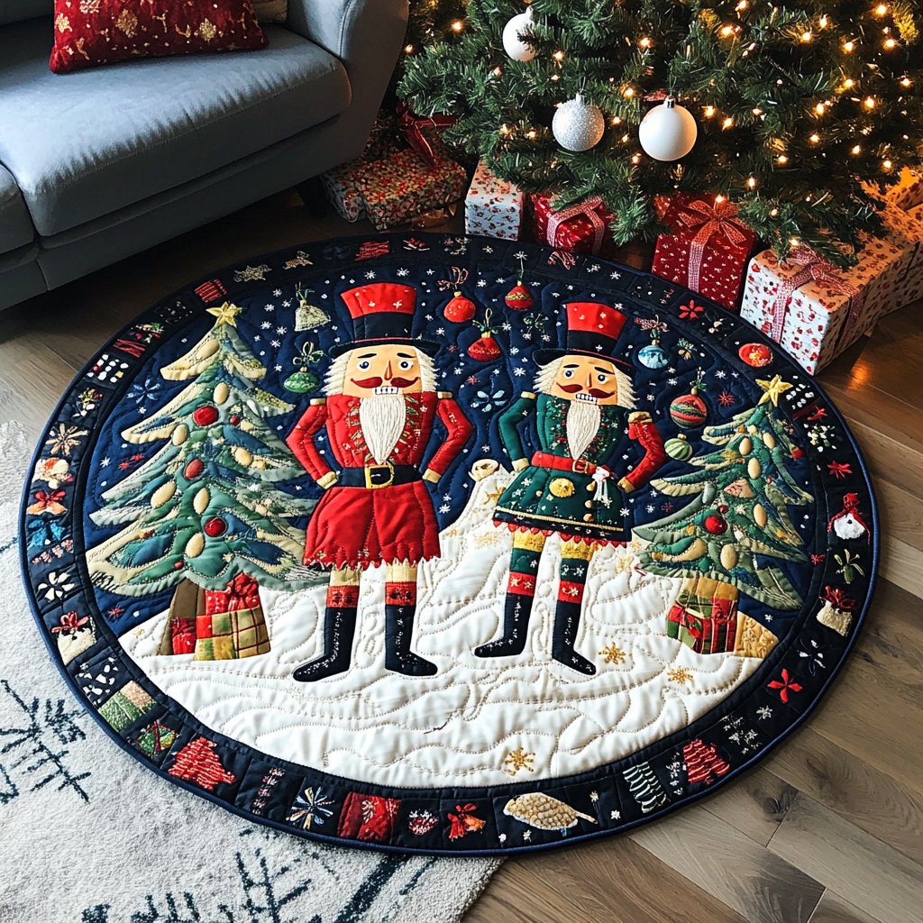 Holiday Hearth Glow Christmas Round Mat Rug - washable non-slip printed rug