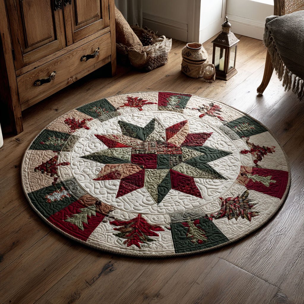 Holiday Hearth Christmas Round Mat Rug - washable non-slip printed rug