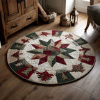 Holiday Hearth Christmas Round Mat Rug - washable non-slip printed rug