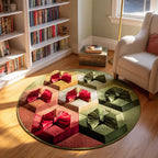 Holiday Hex Gifts Christmas Round Mat Rug - washable non-slip printed rug