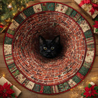 Holiday Hollow Christmas Round Mat Rug - washable non-slip printed rug