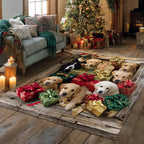 Holiday Labrador Retriever area rug in a living room