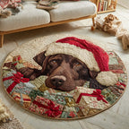Holiday Labrador Retriever Christmas Round Mat Rug - washable non-slip printed rug