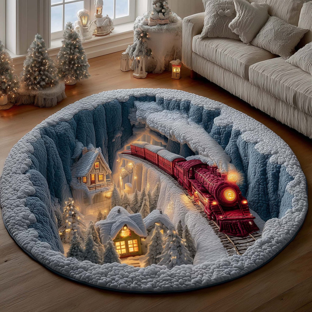 Holiday Locomotive Round Mat Rug - Nature Design | Serene Home Decor