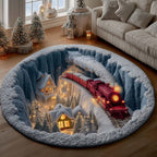 Holiday Locomotive Round Mat Rug - Nature Design | Serene Home Decor